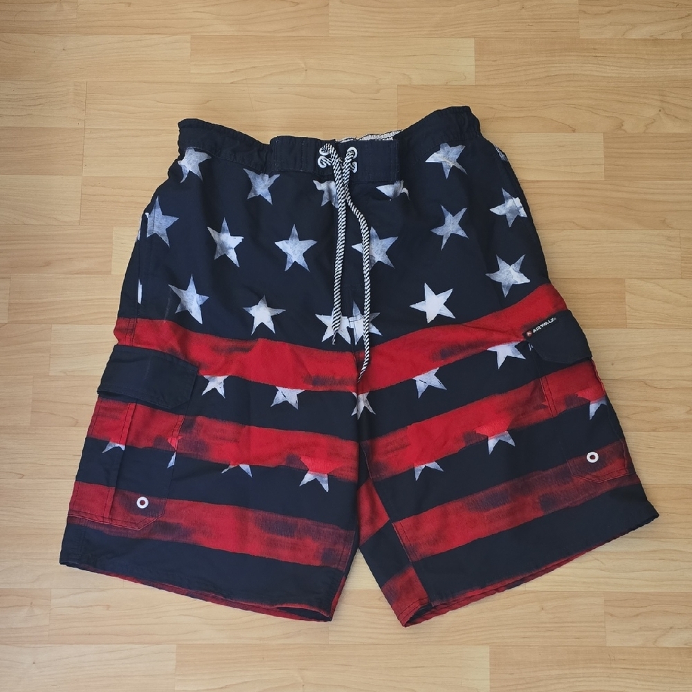 Airwalk American Flag Inspired Swim Board Shorts Swim Trunks Size L